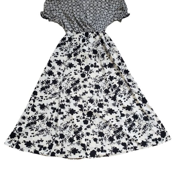 Anthropologie Lapis Floral Dress Womens Large Black White Boho - Picture 13 of 14